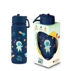 Brosky Kids Granatowa butelka na wodę dla dzieci w motyw kosmosu 550 ml
