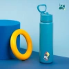 Brosky Abstract Niebieska stalowa butelka termiczna ze słomką 680 ml