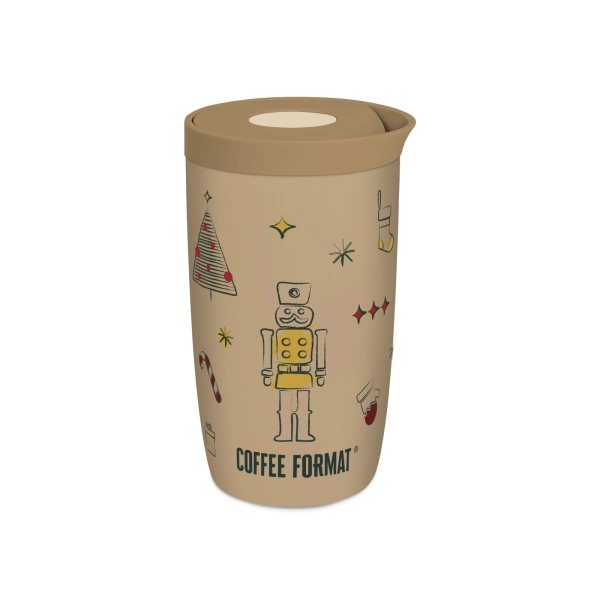 Coffee Format Brązowy kubek termiczny z motywem świątecznym 350 ml