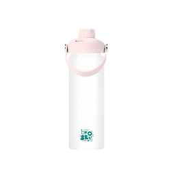 Brosky Glass Szklana butelka na wodę z różową zakrętką 610 ml 