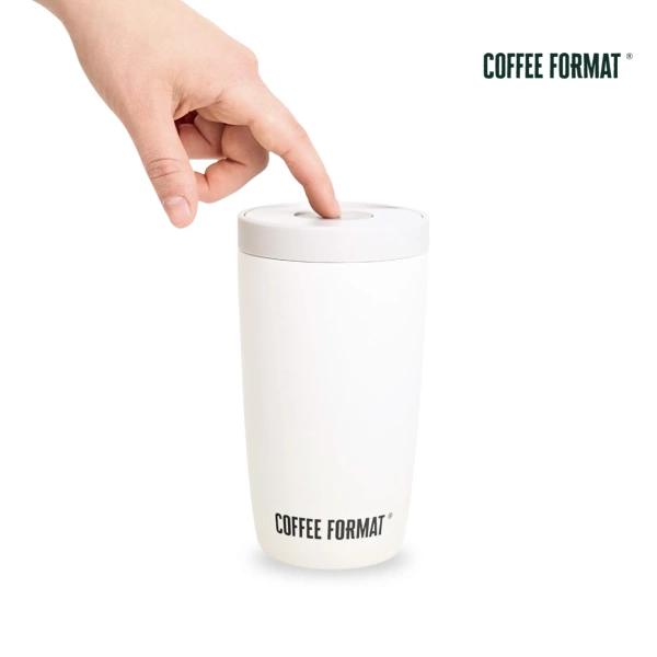 Coffee Format Biały kubek termiczny z motywem mapy świata 350 ml