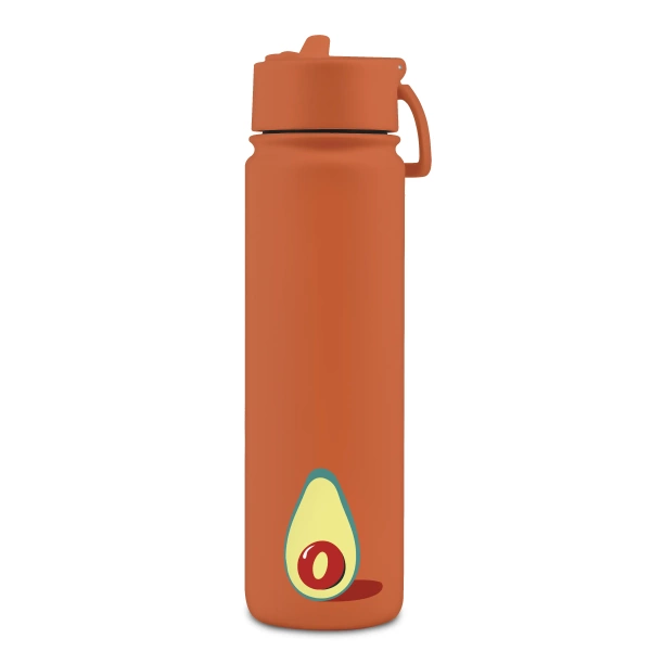 Brosky O. Ceglasta metalowa butelka na wodę ze słomką 680 ml