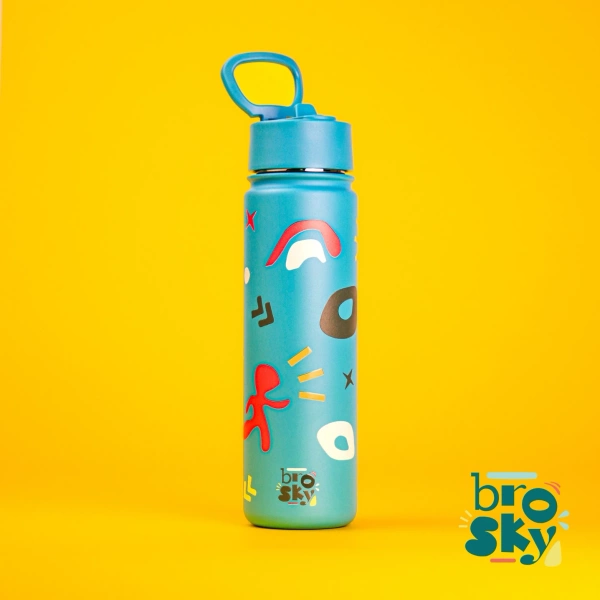 Brosky Pattern Stalowa butelka na wodę w kolorze morskim 680ml