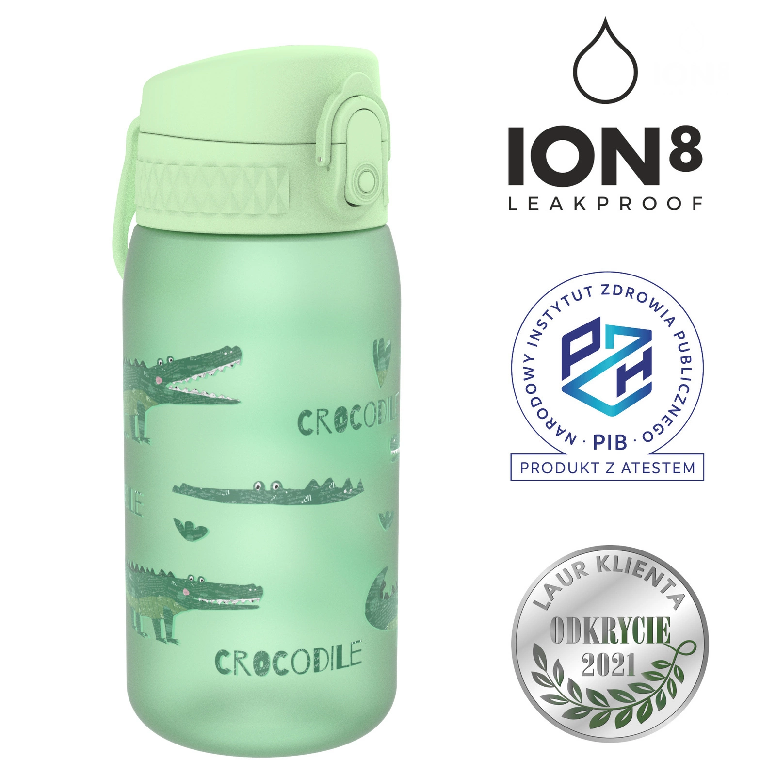 Ion8 - Pod Leak Proof Bpa Free Kids Water Bottle 350Ml Crocodiles