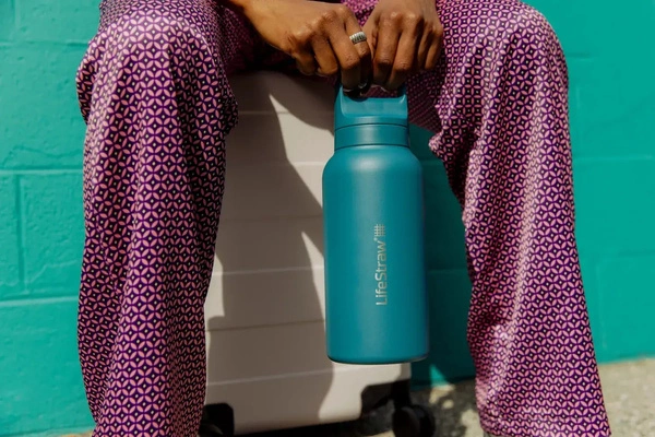 LifeStraw Go 2.0 Turkusowa stalowa butelka filtrująca 1L z dodatkowymi wkładami