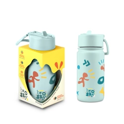 Brosky Pattern Stalowa butelka na wodę w kolorze miętowym 450ml