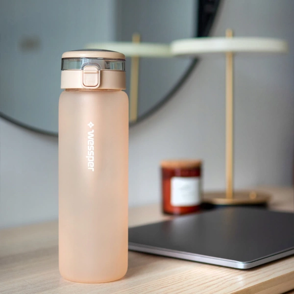 Wessper ActiveMax Clarti Glass Beżowa szklana butelka filtrująca 0,68l