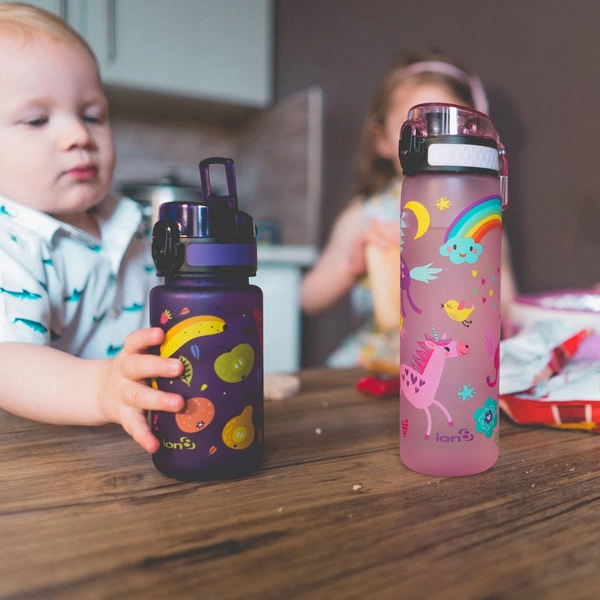 ION8 Niebieska butelka na wodę w pszczoły i kwiaty 350 ml