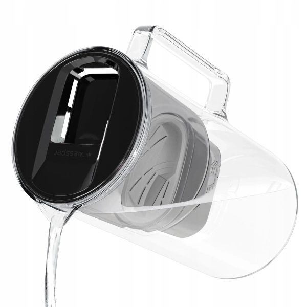 Wessper AquaMax Crystalline 3l Czarny szklany dzbanek filtrujący z 12 wkładami