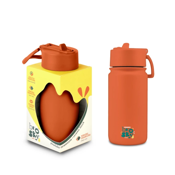 Brosky Basic Stalowa butelka na wodę w kolorze ceglastym 450ml