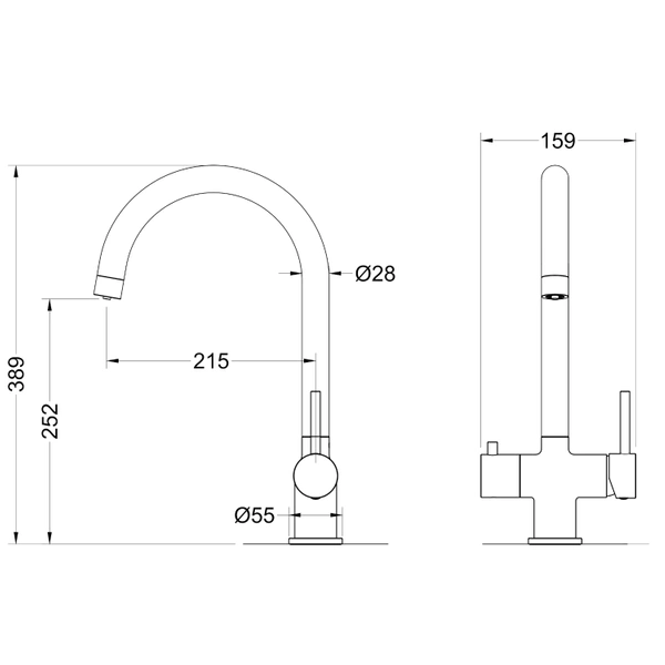 Blue Water Eden Czarny mat Trójdrożna bateria kuchenna