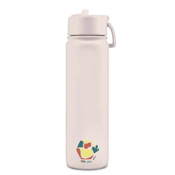 Brosky Abstract Różowa stalowa butelka termiczna ze słomką 680 ml