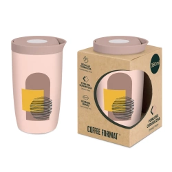 Coffee Format Różowy kubek termiczny z motywem abstrakcyjnym 350 ml