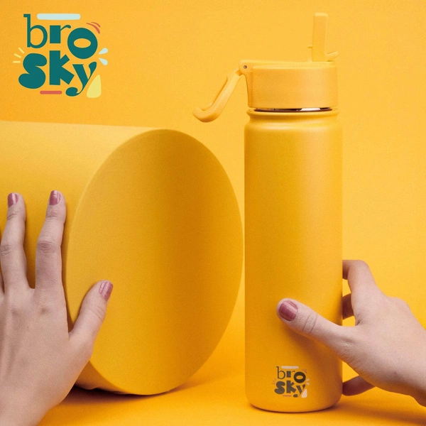 Brosky Basic Stalowa butelka na wodę w kolorze żółtym 680ml