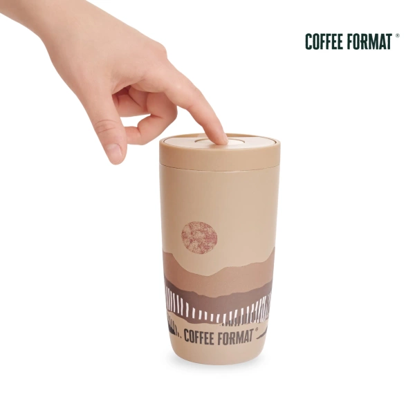 Coffee Format Brązowy kubek termiczny z motywem abstrakcyjnym 350 ml
