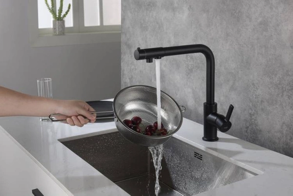 Blue Water Royal Czarny Mat Trójdrożna bateria kuchenna