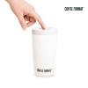 Coffee Format Biały kubek termiczny z motywem twarzy 350 ml