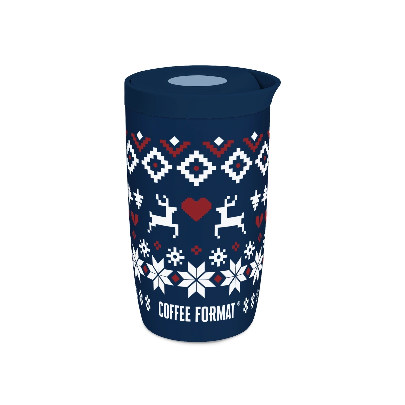 Ciemnoniebieski świąteczny kubek termiczny na kawę Coffee Format