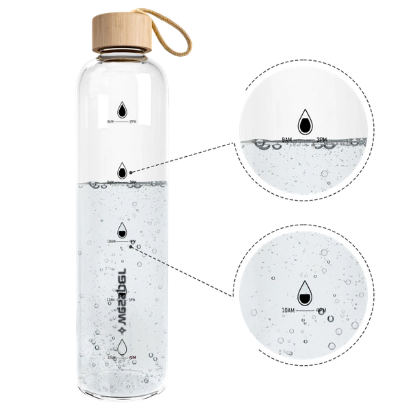 Wessper Activemax Crystalline 1L Szklana butelka motywacyjna z burgundowym etui