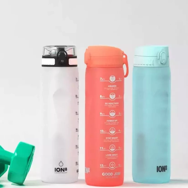 ION8 Turkusowa butelka na wodę z miarką motywacyjną 1000 ml