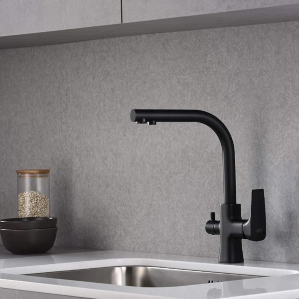 Blue Water Tivoli Czarny mat Trójdrożna bateria kuchenna