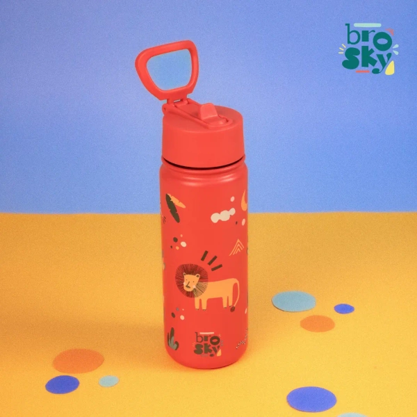 Brosky Kids Ceglasta butelka na wodę dla dzieci w motyw safari 550 ml