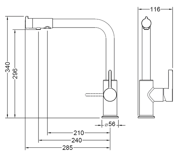 Blue Water Royal Czarny Mat Trójdrożna bateria kuchenna