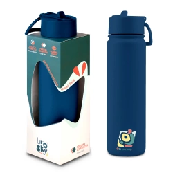 Brosky Abstract Granatowa stalowa butelka termiczna ze słomką 680 ml