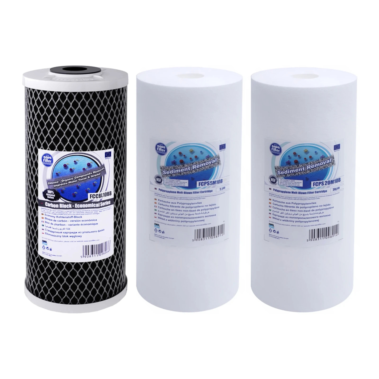 Aquafilter HHBB10B Komplet 3 standardowych wkładów do systemu filtrowania wody