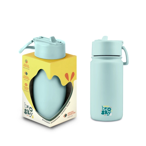 Brosky Basic Stalowa butelka na wodę w kolorze miętowym 450ml