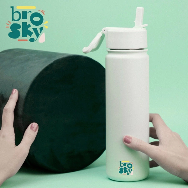 Brosky Basic Stalowa butelka na wodę w kolorze miętowym 680ml