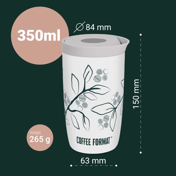 Coffee Format Miętowy kubek termiczny z motywem roślin 350 ml