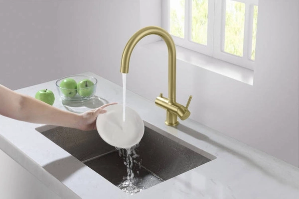 Blue Water Eden Antyczny mosiądz Trójdrożna bateria kuchenna