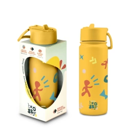 Brosky Pattern Stalowa butelka na wodę w kolorze żółtym 550ml