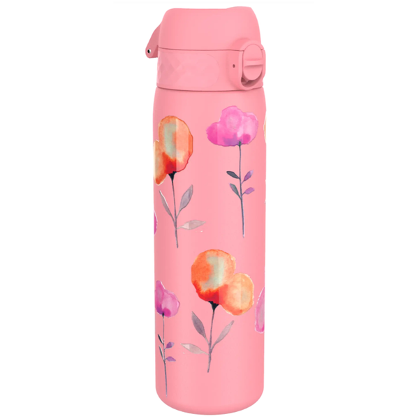 ION8 Różowa butelka na wodę ze stali nierdzewnej w kwiaty 600 ml
